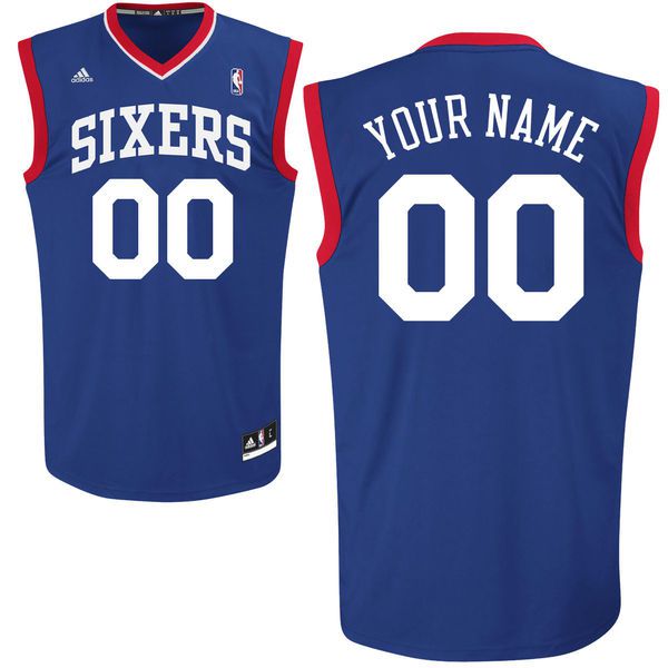 Men Adidas Philadelphia 76ers Custom Replica Road Blue NBA Jersey